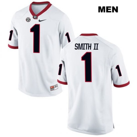 Men's Georgia Bulldogs NCAA #1 Christopher Smith II Nike Stitched White Authentic College Football Jersey APY1354NZ